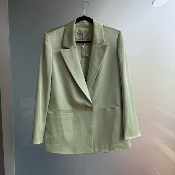 🪩Alice + Olivia Satin Light Green Blazer - Picture 2 of 8